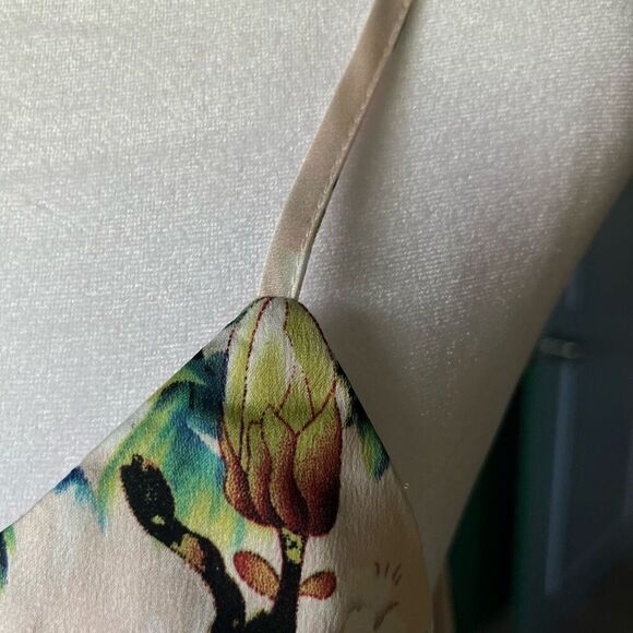 Staccato pastel peach floral satiny v-neck hi-low tank/camisole top blouse M - Picture 4 of 13